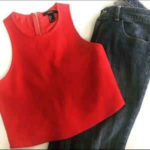 Forever 21 red crop top with back cutout design